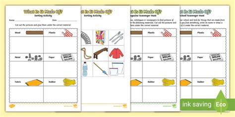 What is it Made Of Activity Sheet Pack Ι F 2 STEM Materials