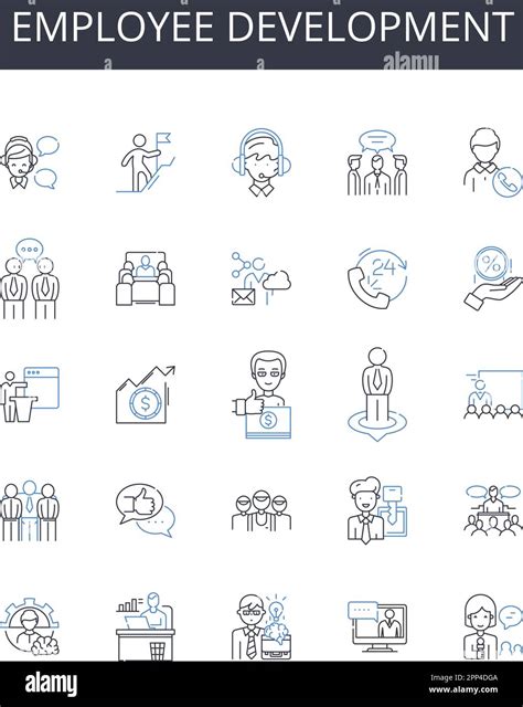 Employee Development Line Icons Collection Career Growth Staff