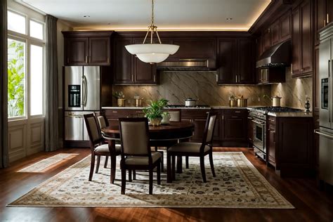 Luxury Style Kitchen Living Combo Interior With Kitchen Cabinets And