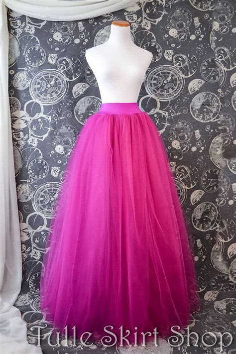 Fuchsia Tulle Skirt Hot Pink Full Length Tutu Lycra Waist Etsy