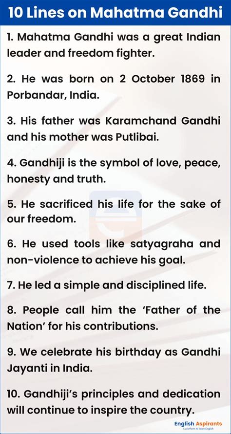 10 lines on mahatma gandhi in english 2023 englishaspirants – Artofit