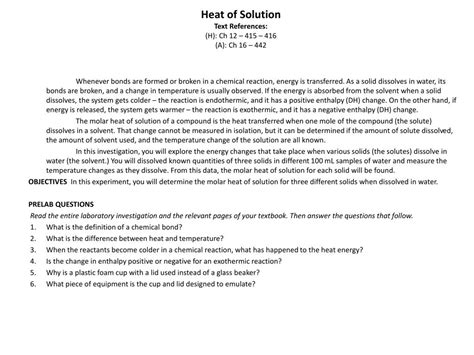 Ppt Heat Of Solution Text References H Ch 12 415 416 A Ch 16 442 Powerpoint