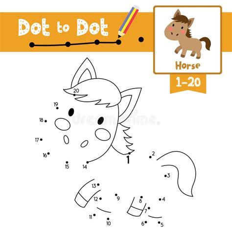 Dot To Dot Educational Game And Coloring Book Horse Animal Cartoon