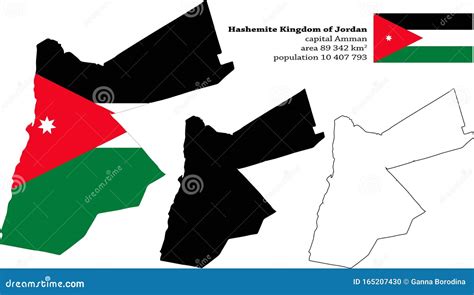 Jordan Vector Map Flag Borders Mask Capital Area And Population