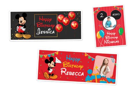 Personalized Mickey Mouse Birthday Banner - Fast & Free Shipping