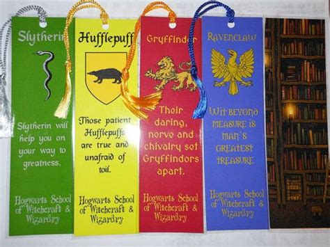 Harry Potter Hogwarts Houses Themed Bookmarks Set Of 5 Etsy Harry