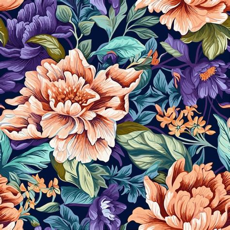 Premium Vector Seamless Floral Pattern With Colorful Flowers Nature