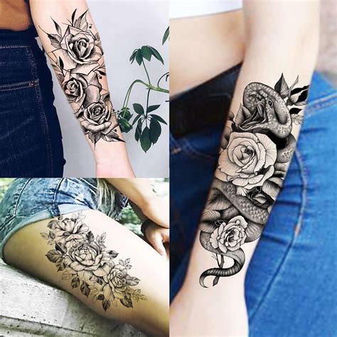 Buy Shegazzi 63 Sheets 3d Flower Temporary Tattoos For Women Girl 12 Sheets Realistic Sexy Rose