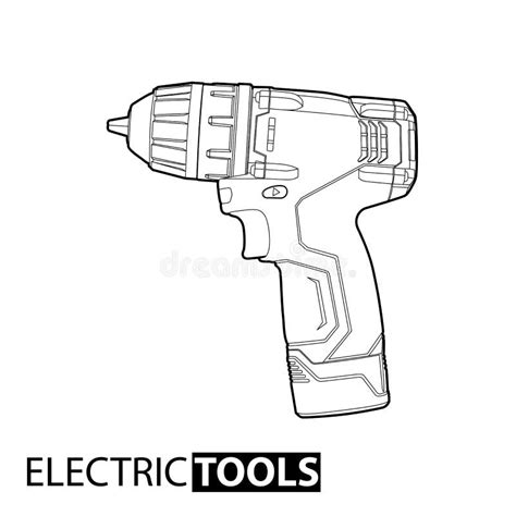 Icono Sin Cuerda Del Vector Del Taladro Del Esquema L Nea Simple Negra