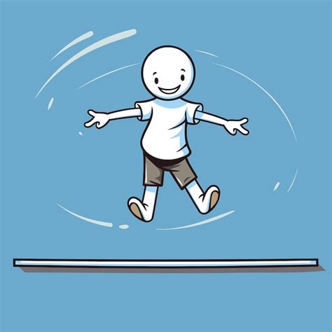 Illustration De Dessin Animé D un Petit Garçon Sautant Sur Un Obstacle