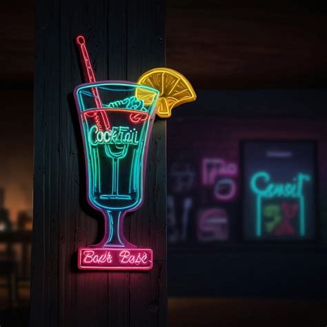 Tropical Cocktail Neon Sign Summer And Vacation Design Night Bright Neon Sign Color Billboard