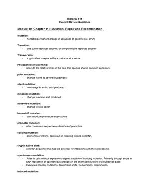 Genetics Final Exam Review Final Review Module Chapter