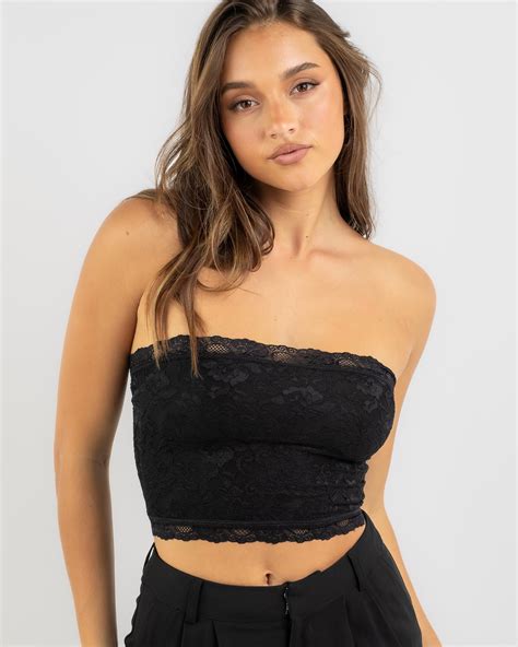 Shop Ava And Ever Chad Lace Tube Top In Black Fast Shipping And Easy