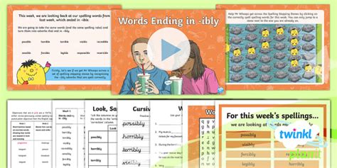 Planit Spelling Year Term A W Words Ending In Ibly Spelling Pack