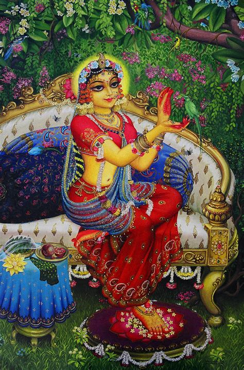 Radha With Parrot Painting by Vrindavan Das