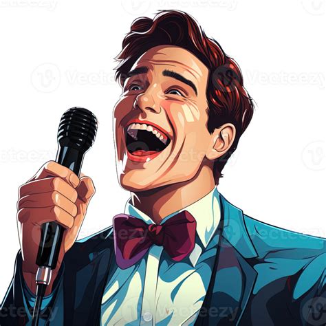 AI generated Singing vocalist clipart, transparent background, music ...