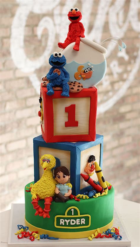 Sesame Street Tiered Birthday Cake With Hand Sculpted Characters