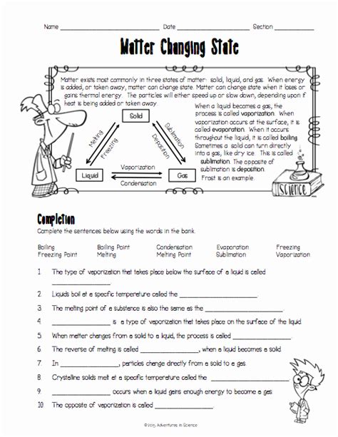 50 States Of Matter Worksheet – Chessmuseum Template Library