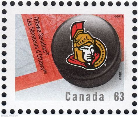 63 2013 Ottawa Senators Sport Canada Stamp 19724 Ottawa