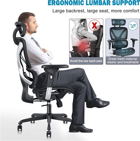 Gabrylly Ergonomic Office Chair Large Mesh Chair With Lumbar Support