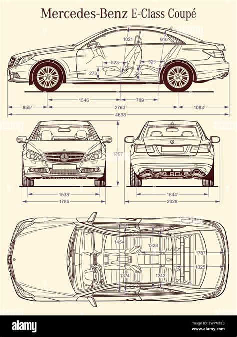 Mercedes Benz E Class Coupe 2009 Car Blueprint Stock Vector Image And Art Alamy