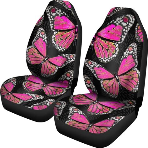 Large Pink Butterflies Black Car Seat Covers Nature Insects Etsy