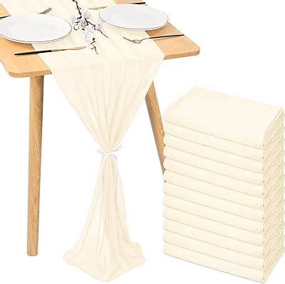 Amazon Ling S Moment 6 Pack Ivory Cheesecloth Table Runner Beige