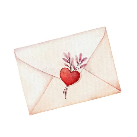 Envelope Amarelo Coração Vermelho Carta De Amor Para O Dia Dos