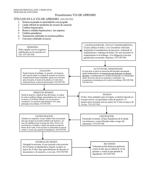 Esquema Vía de Apremio DERECHO PROCESAL CIVIL Y MERCANTIL PROCESOS DE