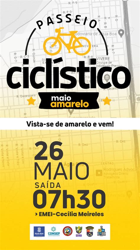 Passeio Ciclístico Maio Amarelo 2024 acontece neste domingo em Água Boa