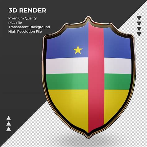 Escudo 3d bandera de la república centroafricana renderizado vista