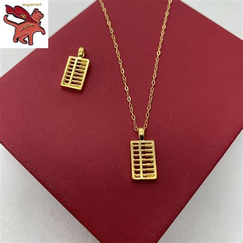 Pure Real K Saudi Gold Pawnable Abacus Pendant Full Gold Ruyi