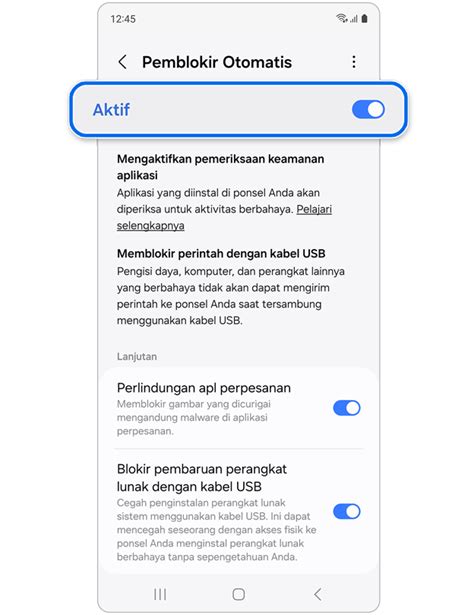 lindungi perangkat galaxy   fitur pemblokir otomatis