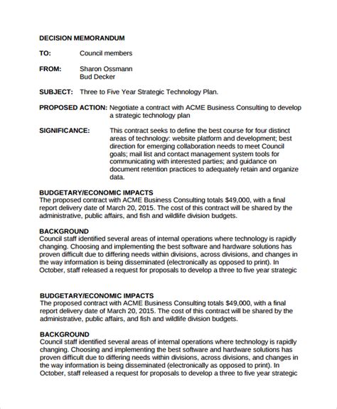 19 Sample Decision Memos Sample Templates