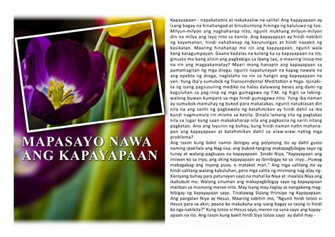 Mapasayo Nawa Ang Kapayapaan Peace Be Unto You Egospel Tracts