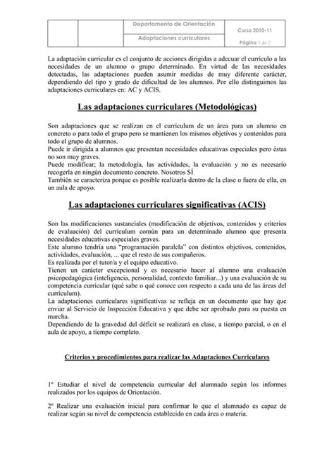 Doc Adaptaciones Curriculares Pdf