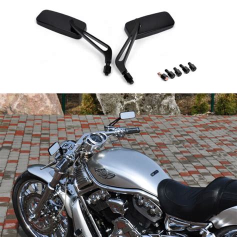 Black Universal Rearview Mirrors Motorcycle Cruiser Chopper Bobber