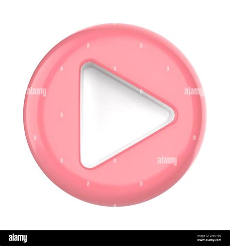 Pink plastic play button, isolated on white background Stock Photo - Alamy