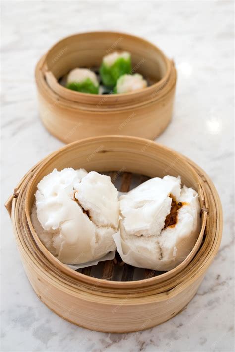 Premium Photo Char Siu Bao Chinese Steamed Bun Filled With Bbq Pork