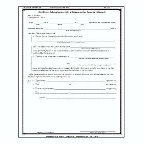 Missouri Notary Certificates