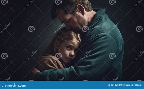 Father Hugging His Daughter In Father Day Made With Generative Ai Stock