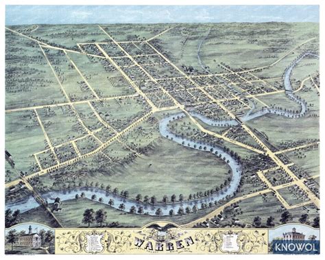 Beautifully restored map of Warren, Ohio from 1870 - KNOWOL