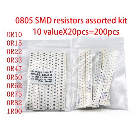 200PCS 1 0805 SMD Resistors Assorted Kit Set 10 ValueX20pcs 200pcs