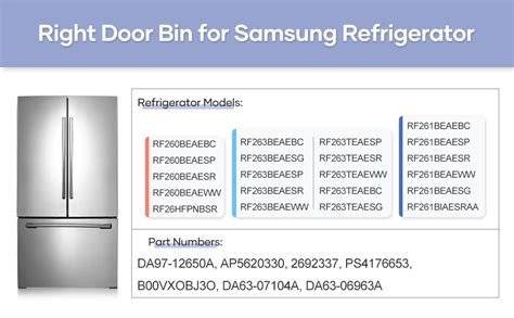 Da97 12650a Door Shelf Bin Basket For Samsung Refrigerator Door Shelf Right Side