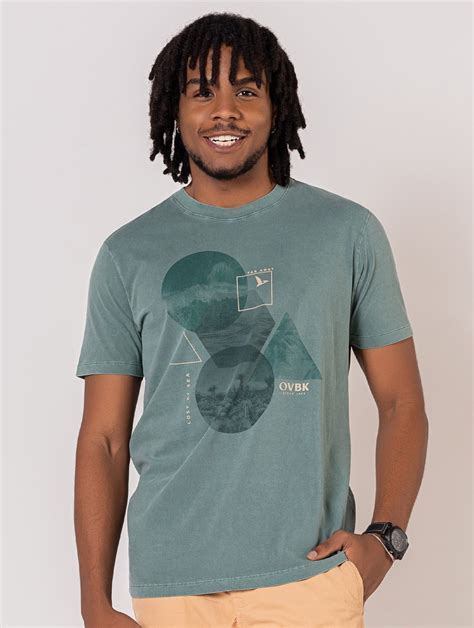 Camiseta Masculina Estonada Verde Lost At Sea Roupas Masculinas Ovbk