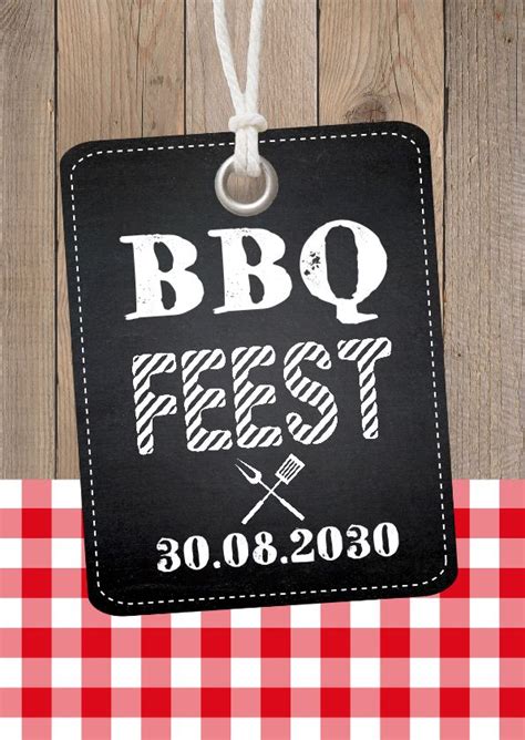 Leuke Uitnodigingskaart Voor Een Tuinfeest Of Bbq Met Houtprint En