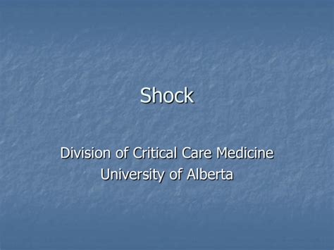 Shock Division Of Critical Care