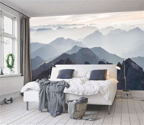 Mystical Mountains Mural Misty Mountain Shadow Hazy Etsy Uk