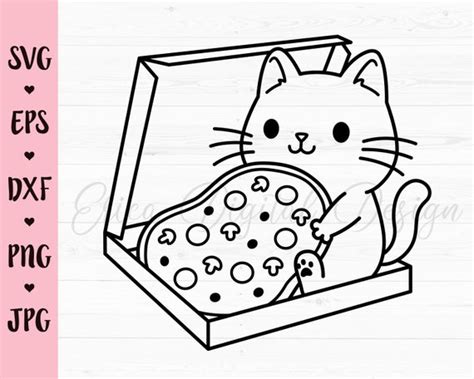 Pizza Cat SVG Cut File Funny Cat Eating Pizza Cutting File - Etsy