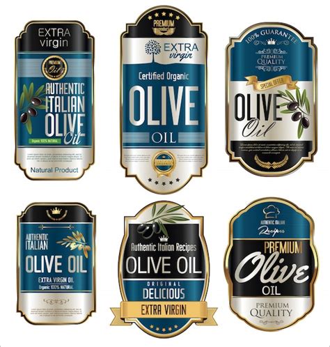 Etiquetas De Aceite De Oliva Vector Premium